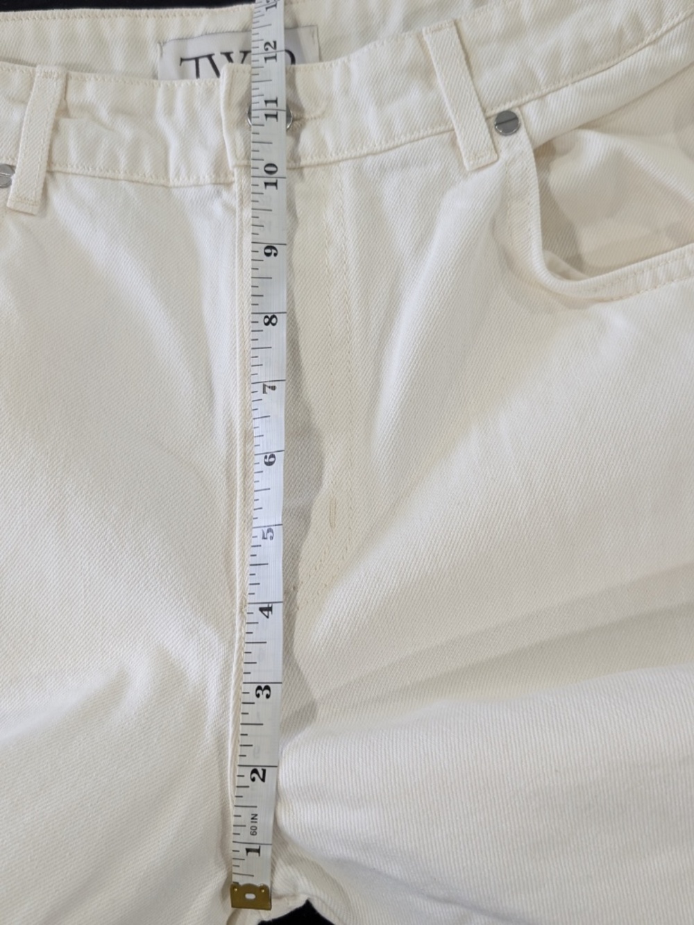 TWP Boxy Relaxed Denim Shorts White Size 24 Bermuda Straight Leg NWT $395 - Picture 10 of 14
